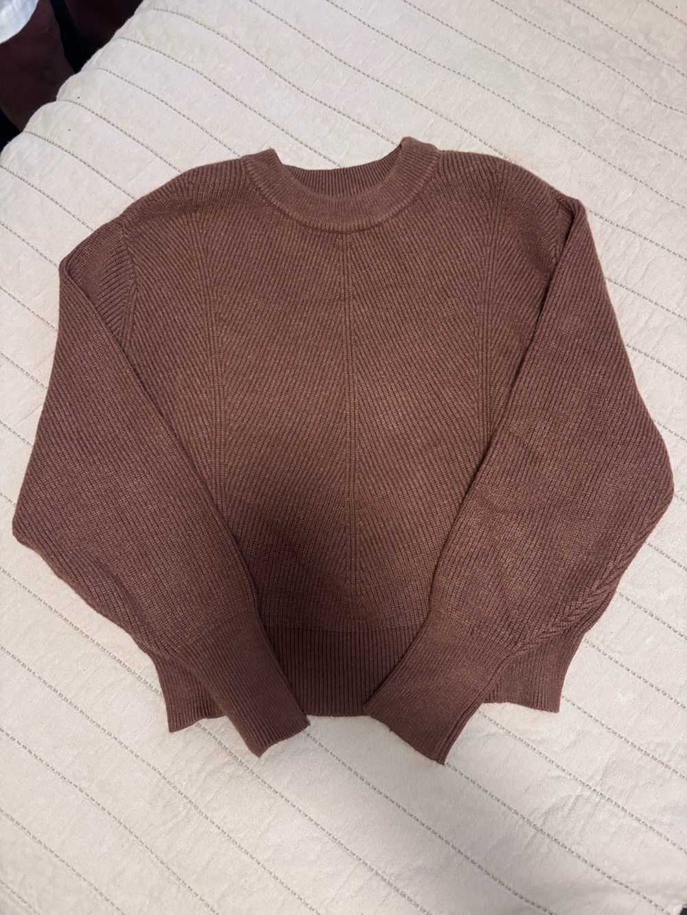 Lovers + friends Brown Ribbed Crewneck Sweater
